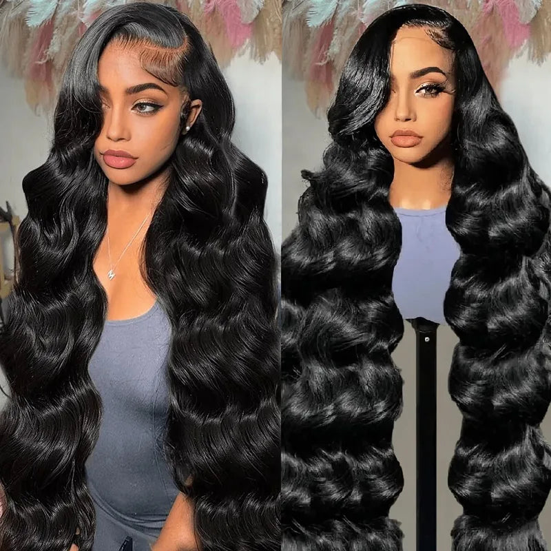 Body Wave Human Hair 13x4 HD Lace Frontal Wig - Pre Plucked, Full Lace, Black