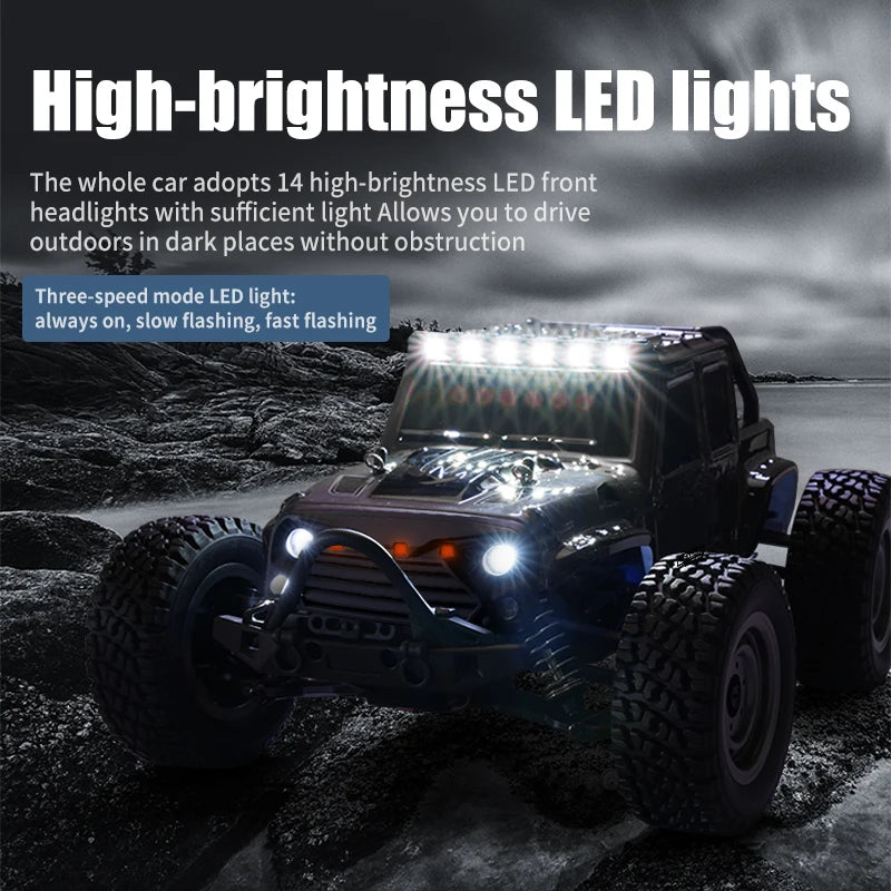 High-Speed 1:16 RC Drift Monster Truck with LED Remote Control, 50KM/H-70KM/H