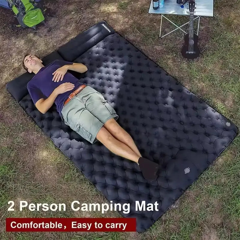 Foldable Outdoor Inflatable Mattress - Warm, Ultra-Wide, Thick, Lightweight Double-Use Camping Bed