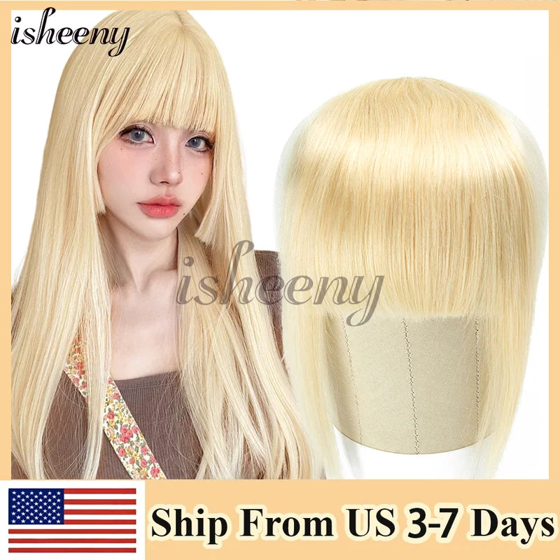 Human Hair Clip-In Bangs Set - Natural Blunt Cut Hair Extensions, Multiple Colors