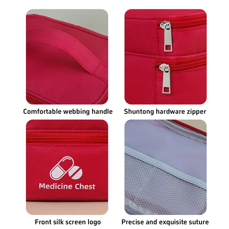 Large Capacity Double-Deck Medical Bag Emergency Kit Portable First Aid Storage