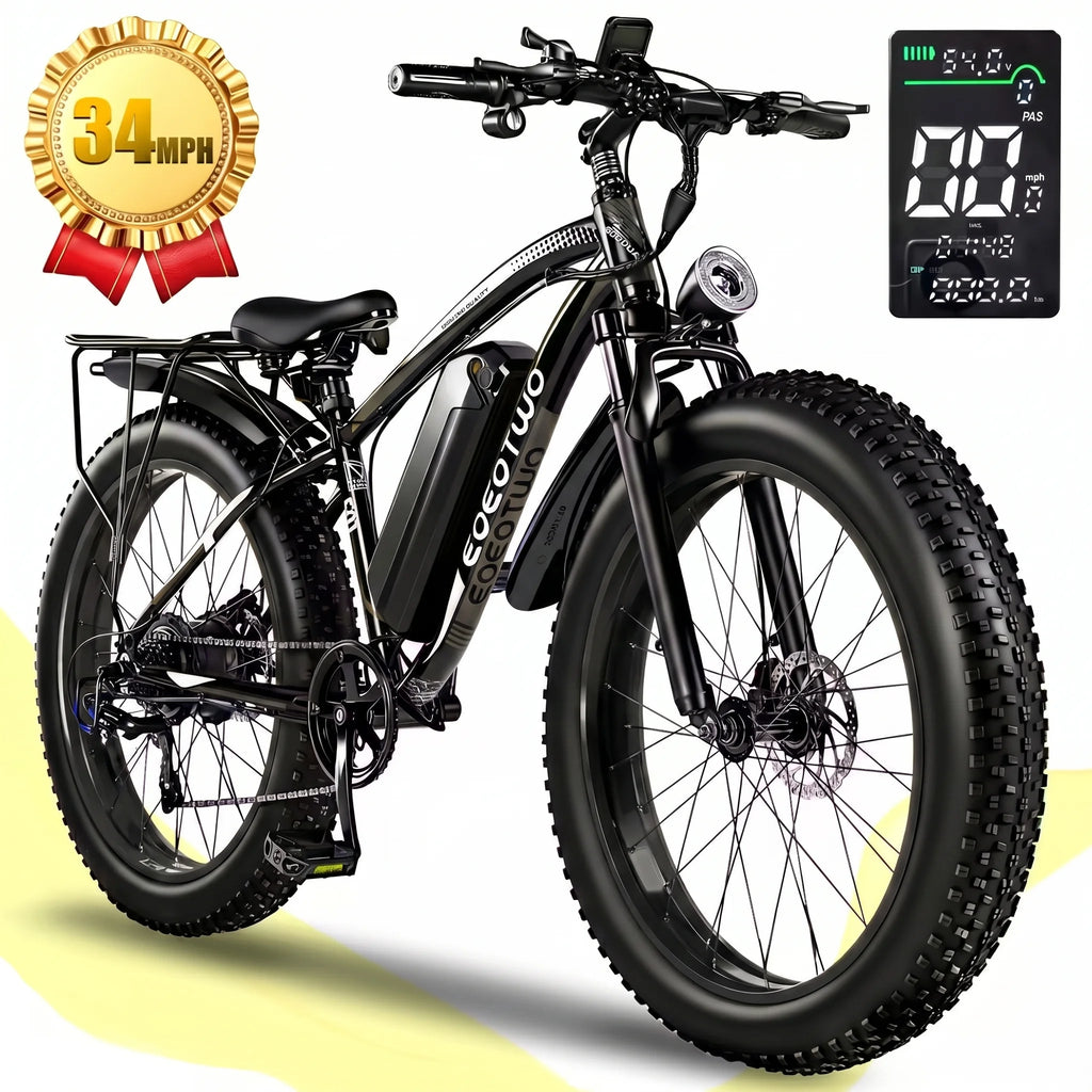 Electric Mountain Bike 1500W 34 MPH 60-Mile Range Fat Tire Off-Road E-Bike