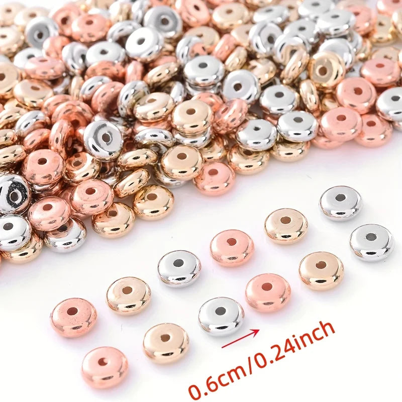 200Pcs Mixed Color 6mm Bead Spacer Wheel Charm for DIY Jewelry Making