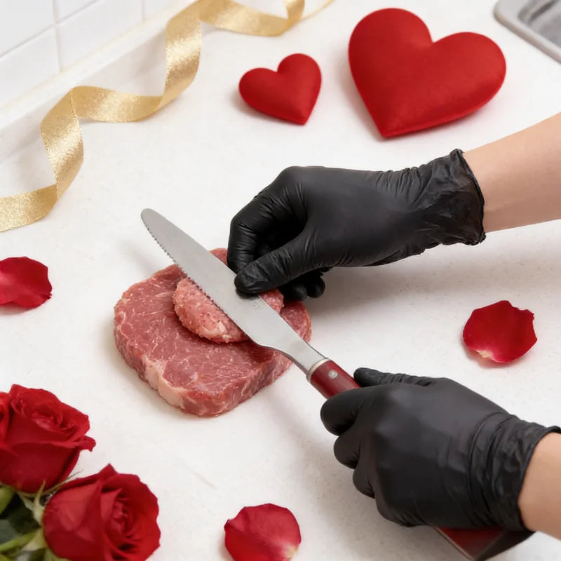 Heavy Duty Black Nitrile Gloves 100PCS - Food Safe, Powder & Latex Free, Durable Kitchen & Medical Use