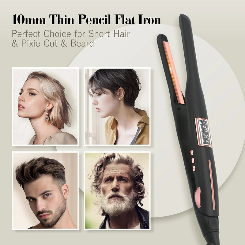 Mini Hair Straightener Curler Titanium Flat Iron for Short Hair Beard Styling