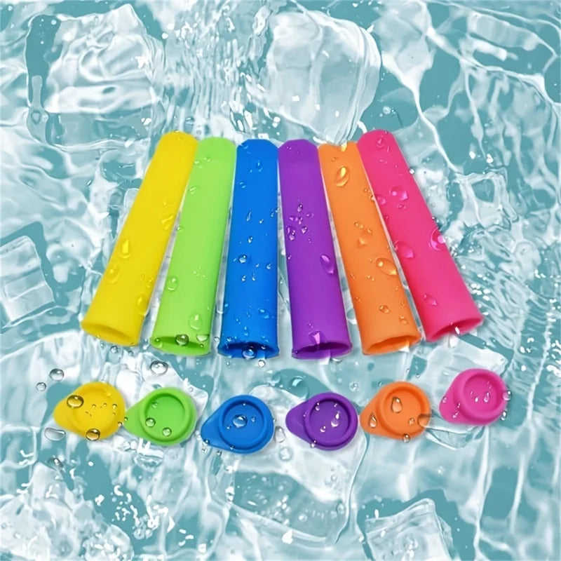 6-Pack Reusable Silicone Ice Pop Molds for Homemade Lollies and Frozen Desserts