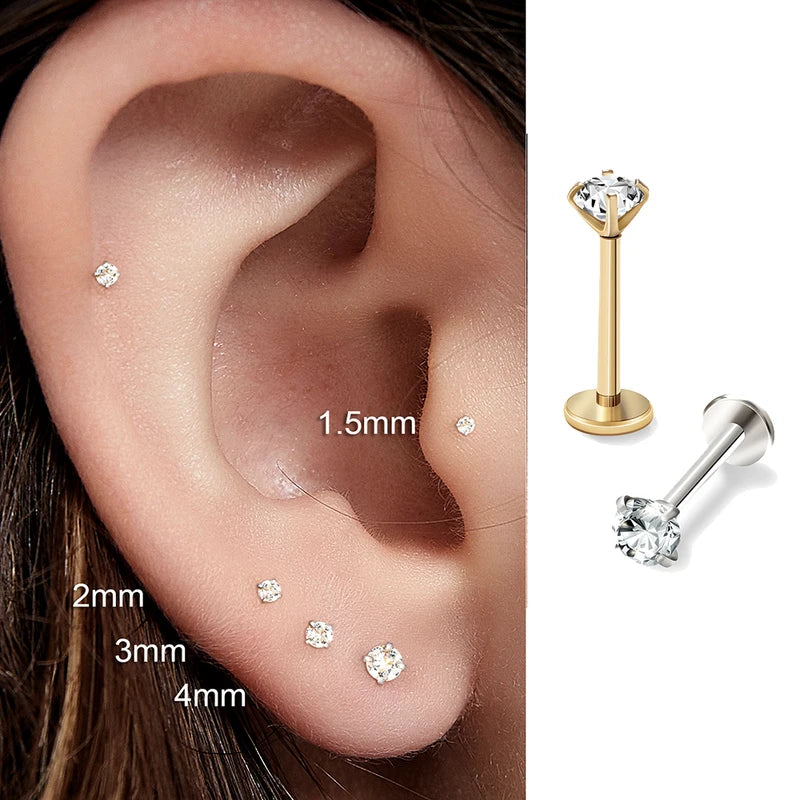 2/8PCS Stainless Steel Earring Nose Stud Cartilage Piercing Jewelry for Women