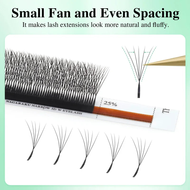 False Eyelash Extensions Premade Volume Fans - W Shape, Mesh, Air Series