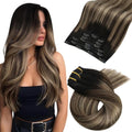 Human Hair Clip-In Extensions - Balayage, Remy, Double Weft, Various Lengths & Colors