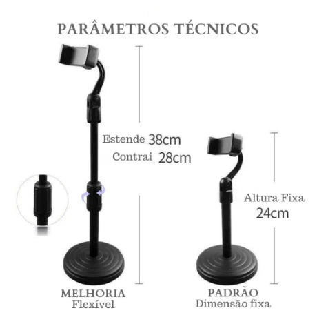 Mobile Phone Support Tripod with 360° Rotation & Adjustable Height