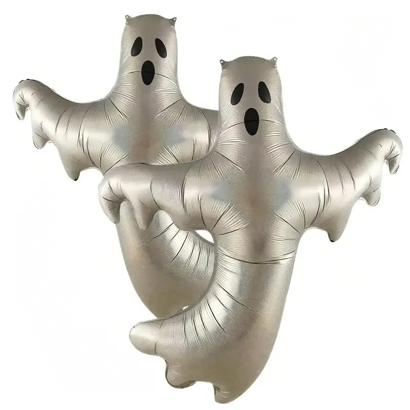 Large Silver Ghost Foil Balloons - Halloween Party Decorations, 2 Pack