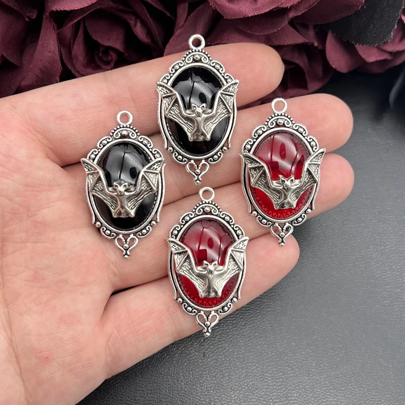 4pcs Gothic Vampire Bat Silver Plated Charm Pendants for Jewelry Making Halloween