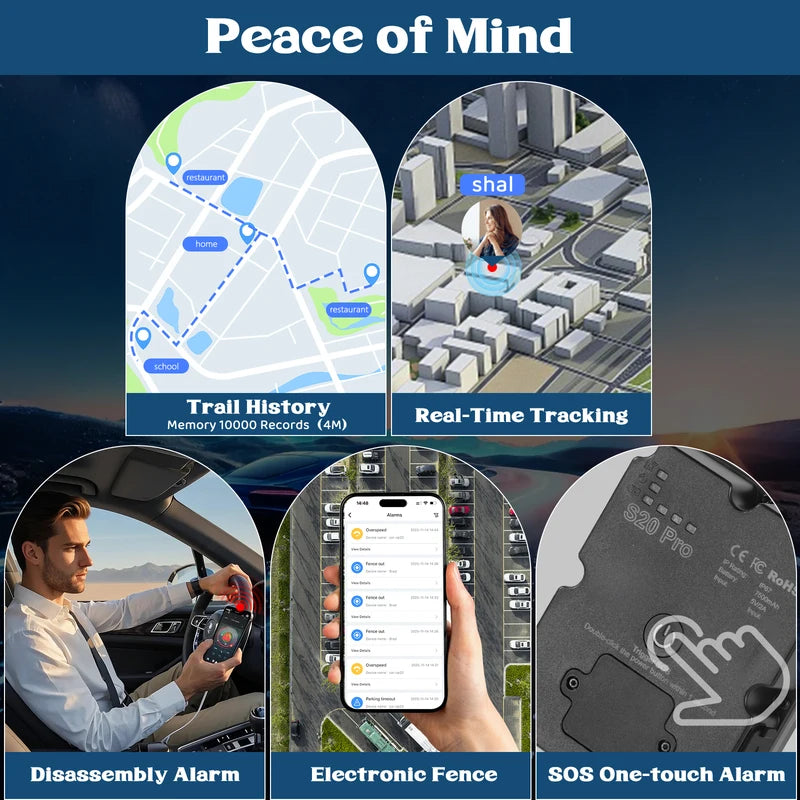Magnetic 4G LTE Vehicle GPS Tracker with Real-Time Monitoring & SOS Alerts