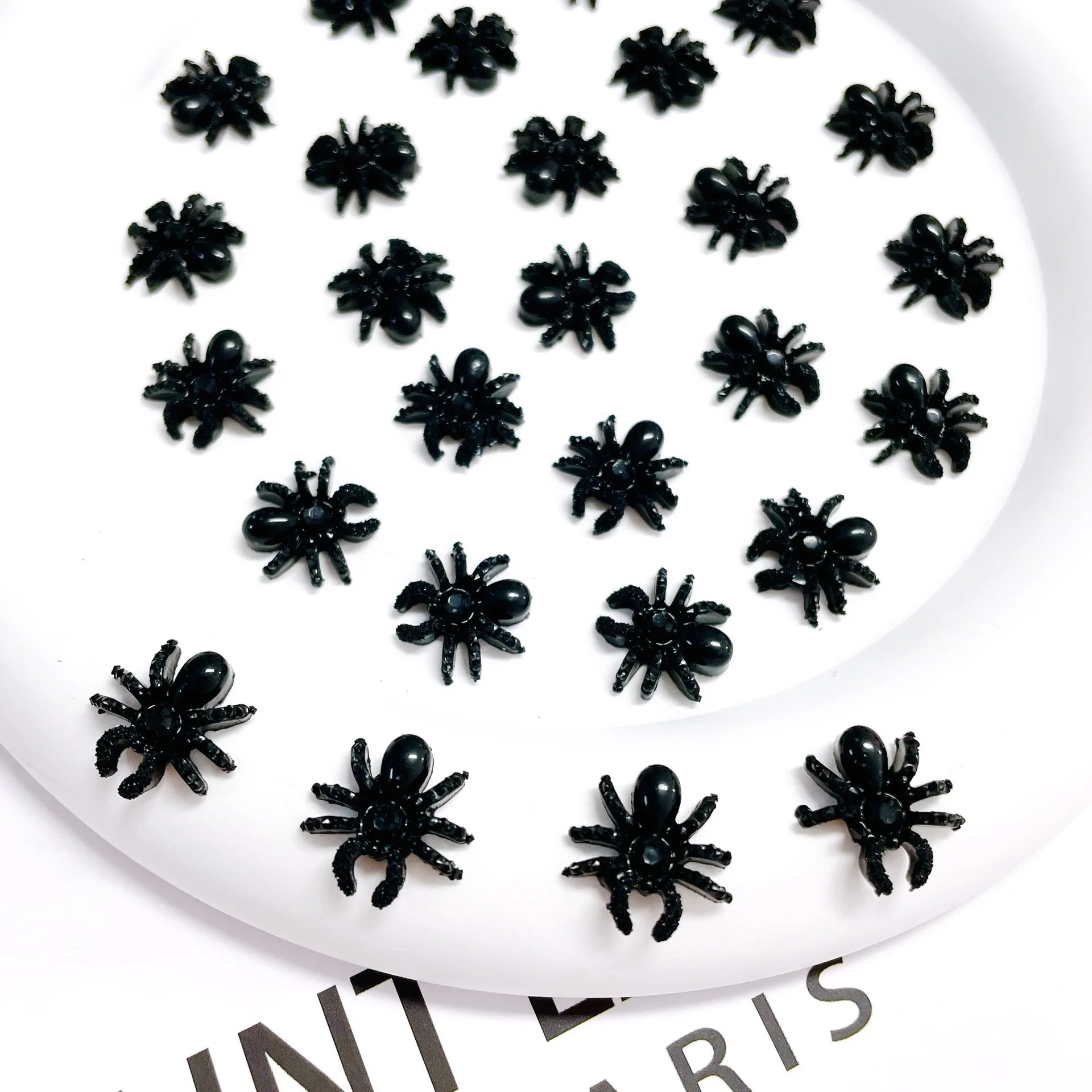 Halloween Nail Charms 50pcs Resin Nail Art Decorations Black Bat for Manicure DIY