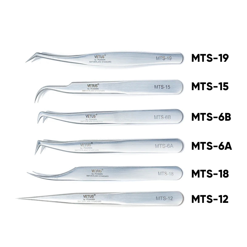 Eyelash Extension Tweezers MTS Series Anti-Static Ultra Fine Tip for 3D 6D Lashes