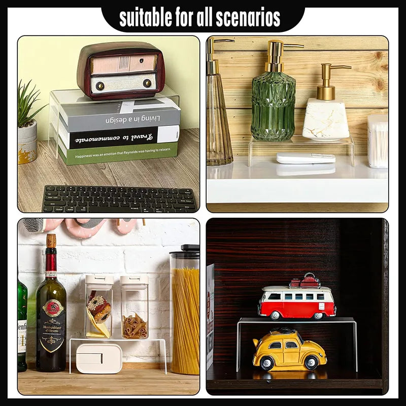 Acrylic Display Stand Shelf Rectangular Clear Risers for Decor, Cake, Collectibles
