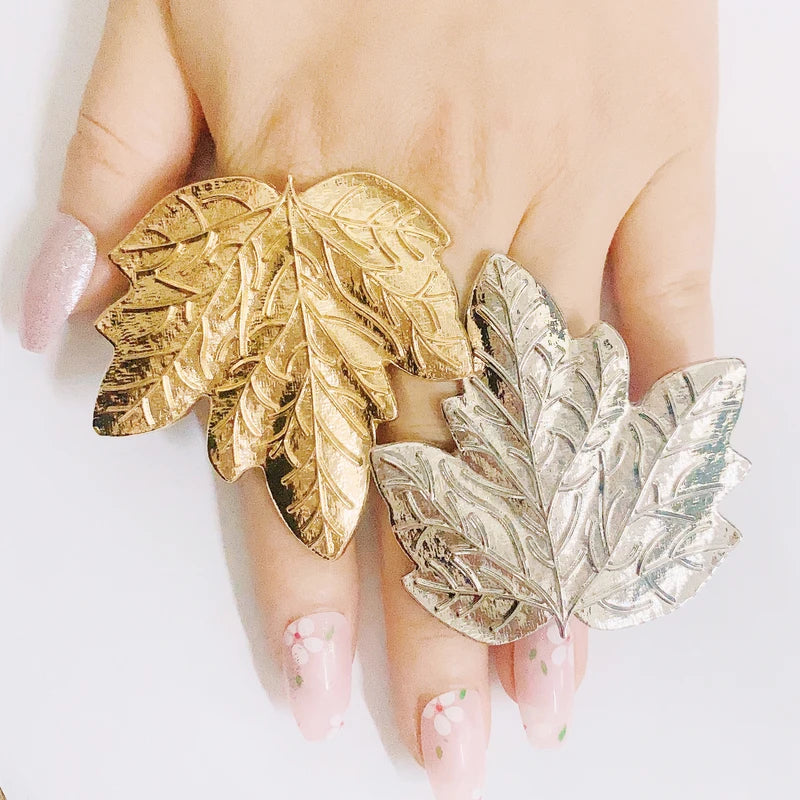 Big Gold Plated Women's Ring Set with Assorted Shapes & Elements – Adjustable Jewelry Gift