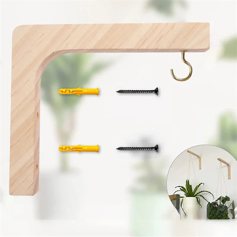 Natural Wood Wall Plant Hanger Hook for Flower Pots Lanterns & Decor