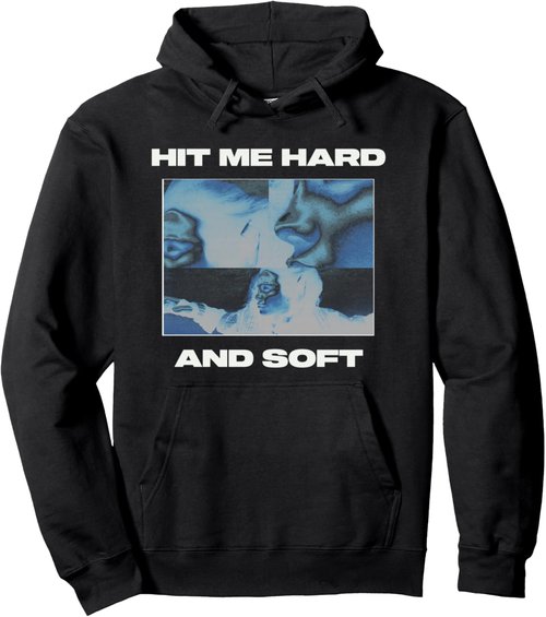 Billie Eilish Inverted Black Pullover Hoodie - HIT ME HARD AND SOFT Design | Stylish & Cozy