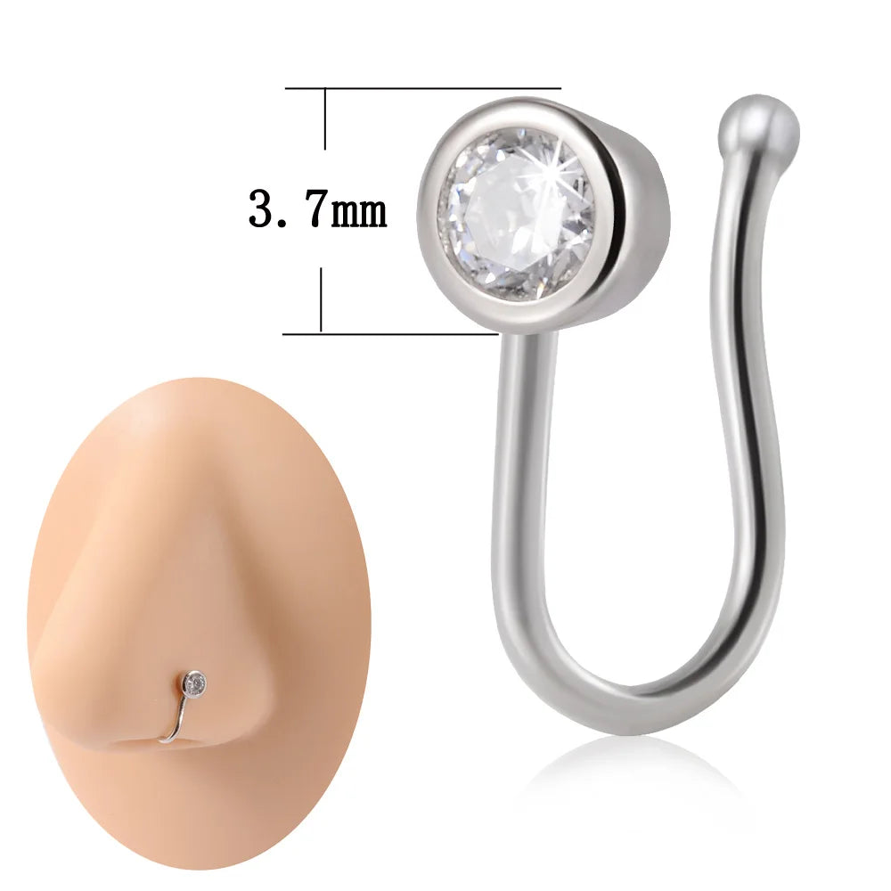 Surgical Steel Nose Ring Hoop C-Shaped Septum Fake Piercing Jewelry for Women