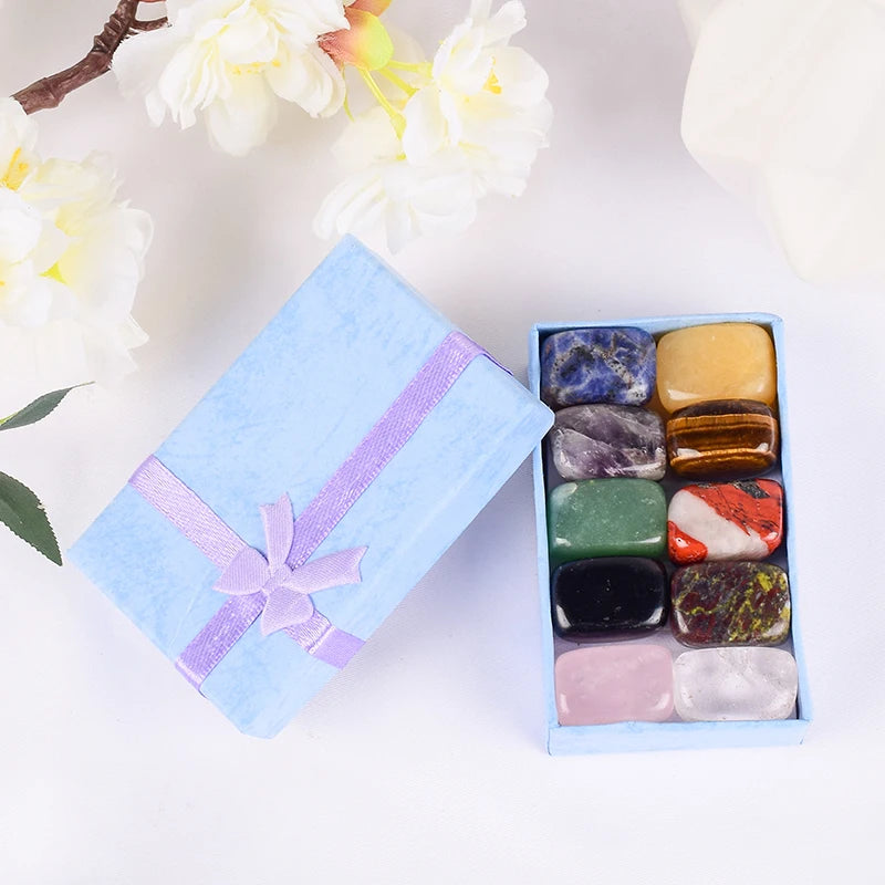 Natural Tumbled Stones Set for Chakra Healing - Assorted Rock & Quartz Beads 15-20mm