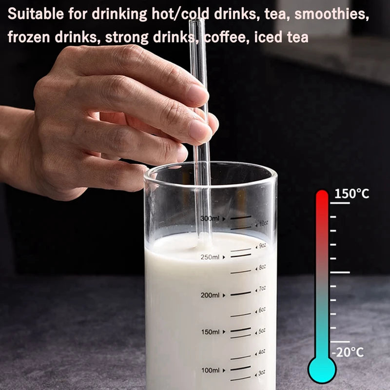 Reusable Glass Drinking Straws - Eco-Friendly, Heat-Resistant, 8mm Diameter