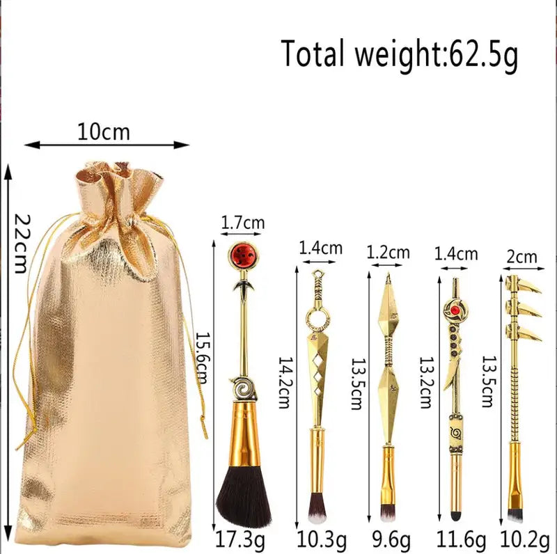 Anime Makeup Brush Set 5-Piece Collection with Carrying Bag - Japanese Inspired Design