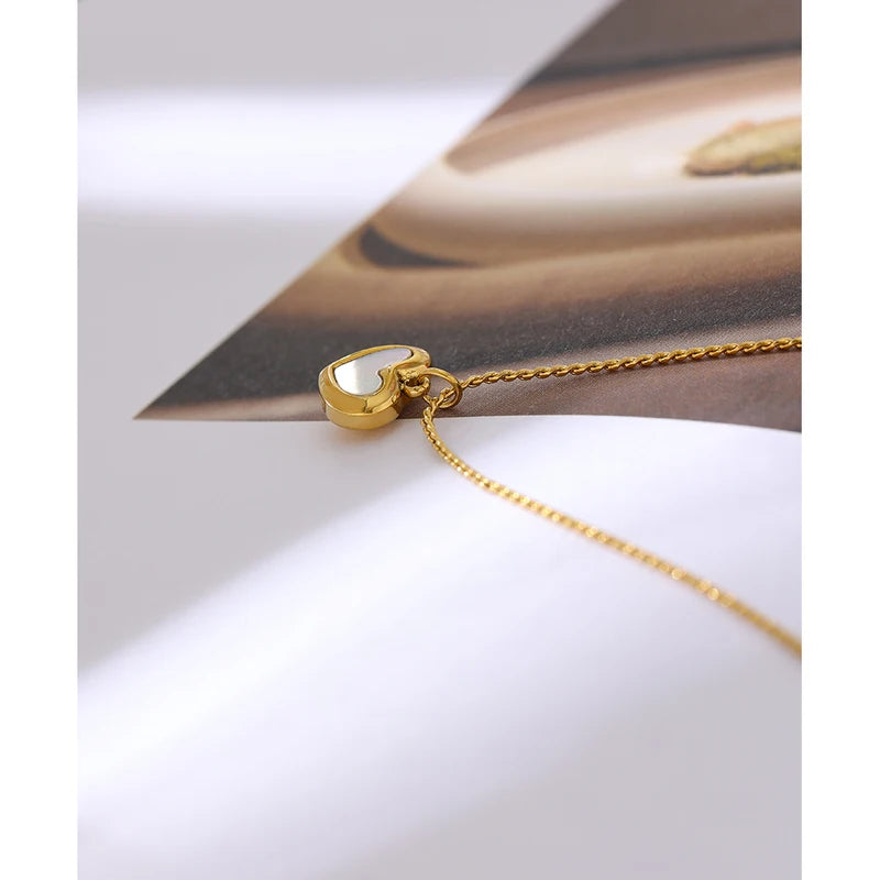Heart Pendant Necklace for Women - Shell and Stainless Steel Jewelry