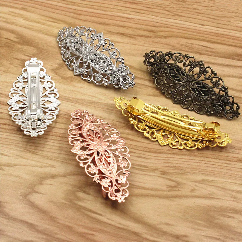 Fashion Copper Hair Snap Clips with Flower Design for Women - 80mm Length