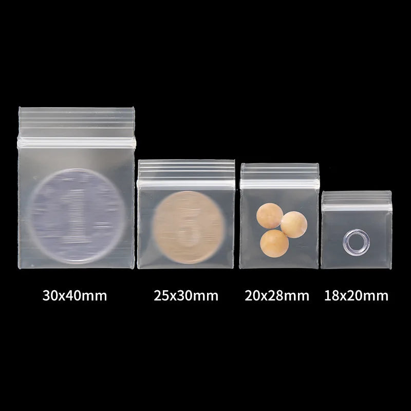 Mini Clear Ziplock Plastic Bags - Reclosable Jewelry & Accessory Storage Set