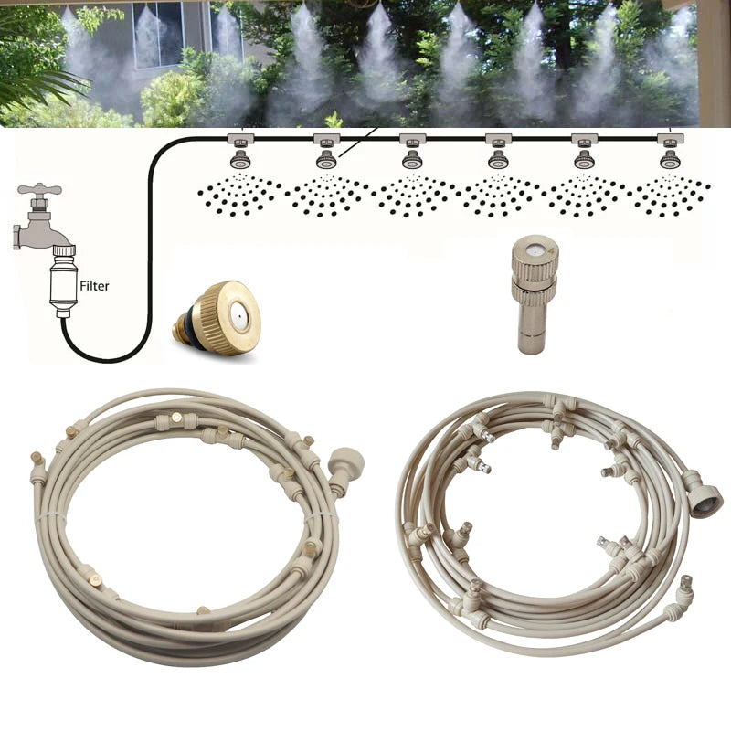 High-Quality Outdoor Garden Misting System with Multiple Nozzles for Cooling & Humidifying