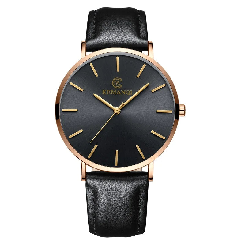 Luxury Men’s Quartz Watch - Ultra Thin Leather Strap Business Wristwatch