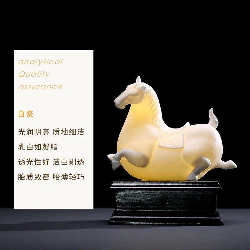 Chinese-Style Ceramic Pony Ornaments Home Decor Study Room Crafts Living Room Figurines