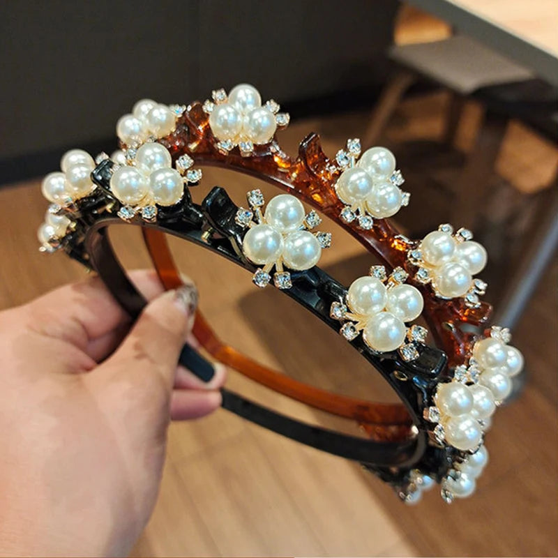 Double Layer Clip Hairbands for Women Fashion Plastic Braided Headband Punk Style