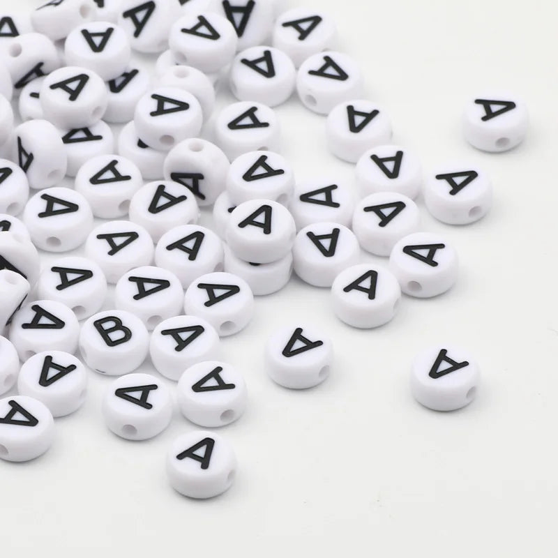 50/100/200pcs Alphabet Beads - 7x4mm Acrylic Spacer Beads for Jewelry Making