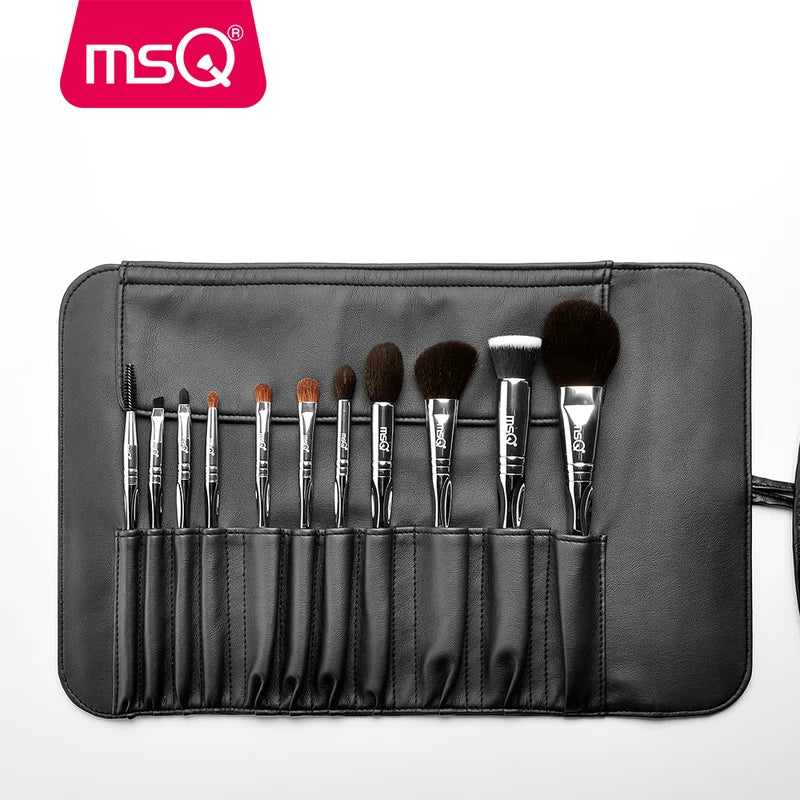 Professional Makeup Brush Set 11pcs - Eyeshadow, Lip, Foundation, Goat & Horse Hair