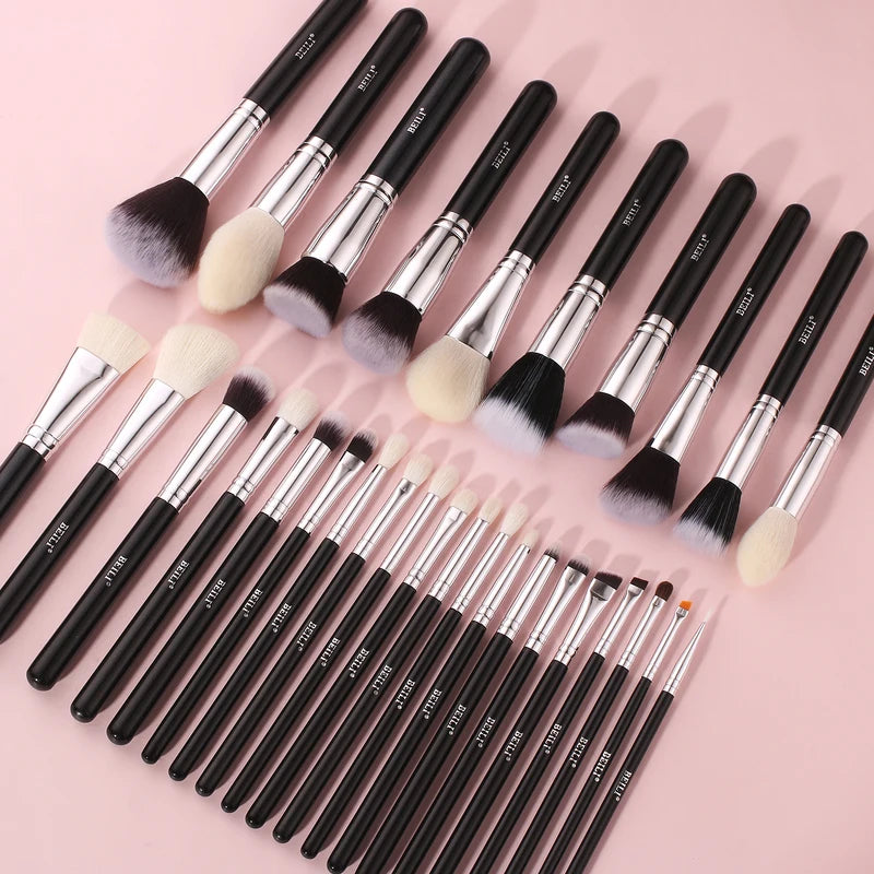 Professional Makeup Brush Set with Natural Goat & Synthetic Hair - 30 Pieces