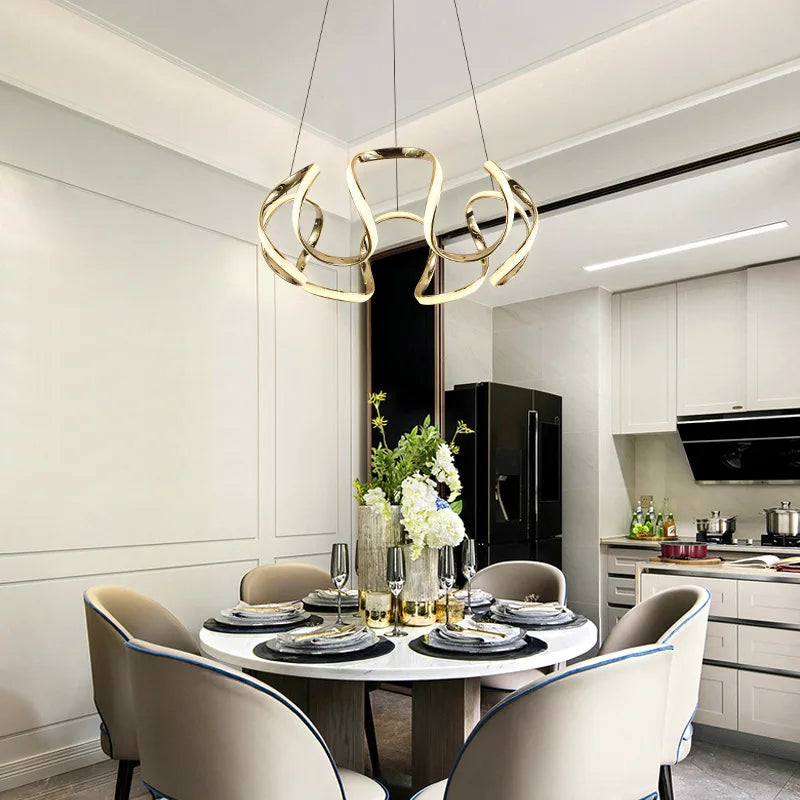 Modern LED Pendant Light Nordic Chandelier for Living Room Kitchen Bedroom Gold Black White