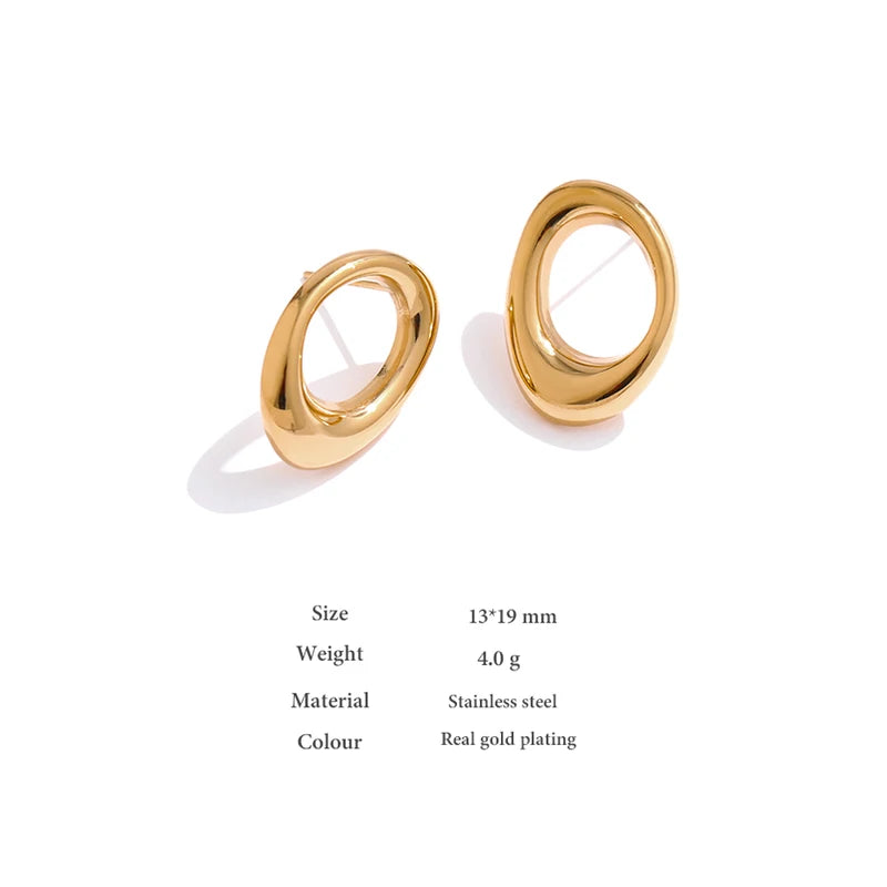 Minimalist Stainless Steel Hollow Stud Earrings Waterproof Jewelry for Women