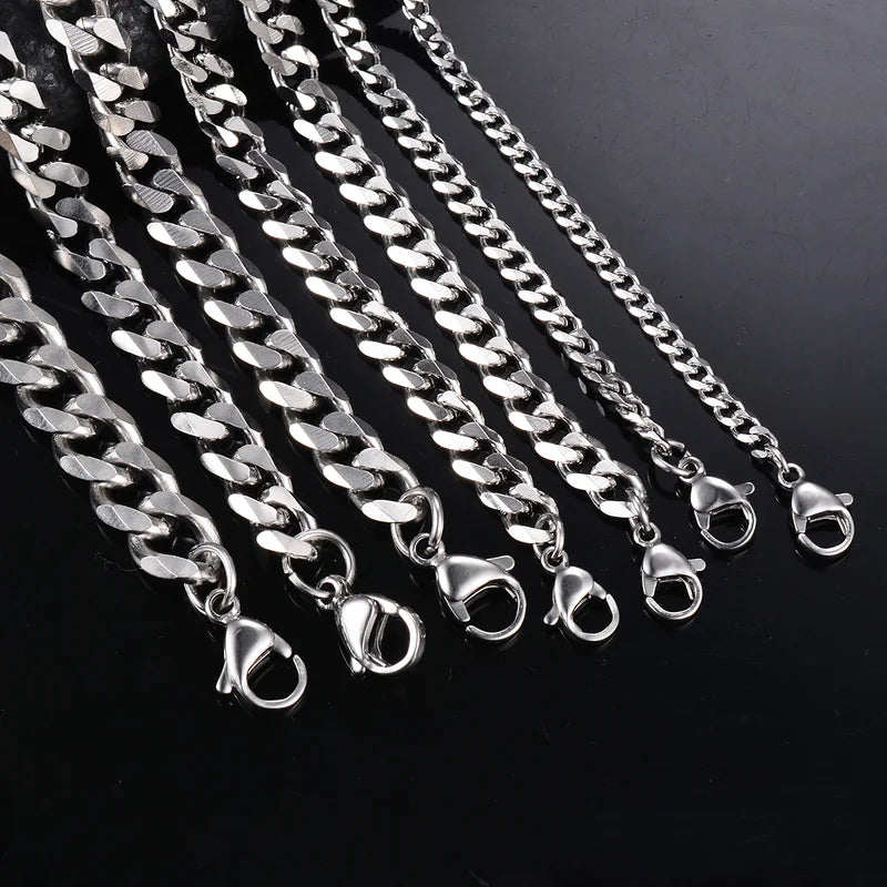 Men's Stainless Steel Cuban Link Chain Necklace - Multiple Lengths & Colors