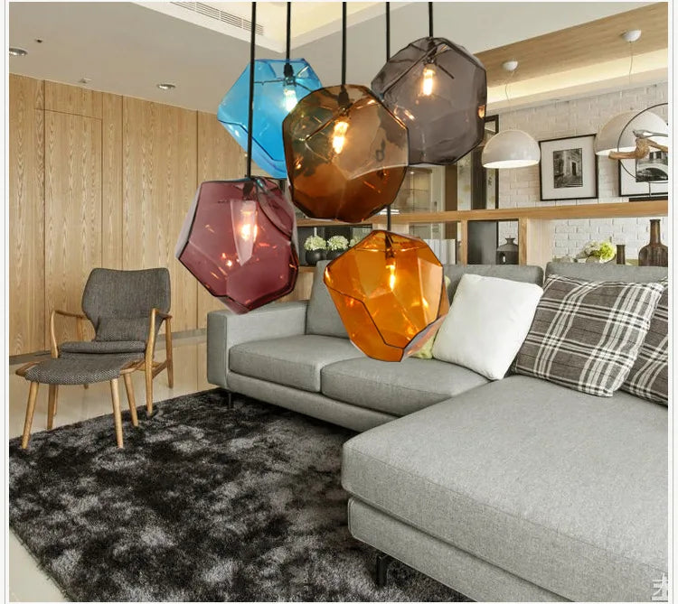Modern Nordic Pendant Lamp with Stained Glass - LED Indoor Lighting Fixture