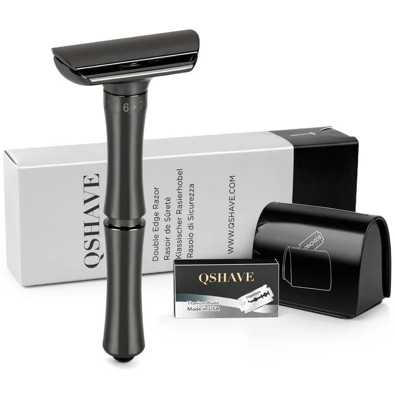 Adjustable Safety Razor with Blade Replacement System - Matte Black