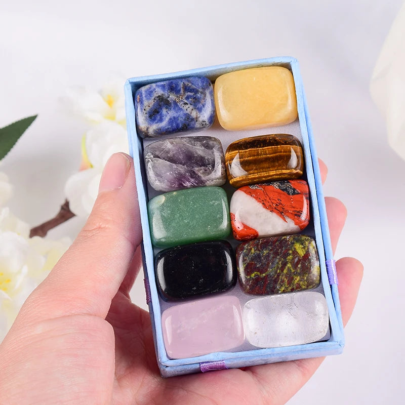 Natural Tumbled Stones Set for Chakra Healing - Assorted Rock & Quartz Beads 15-20mm