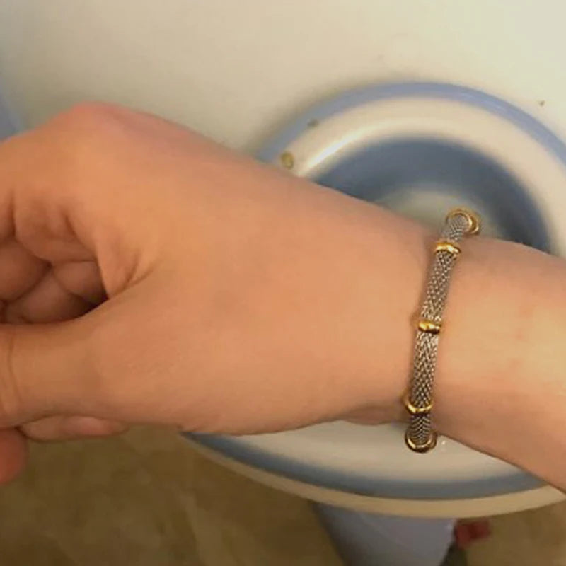 Unisex Stainless Steel Cable Mesh Bracelet with Charms – Multiple Colors
