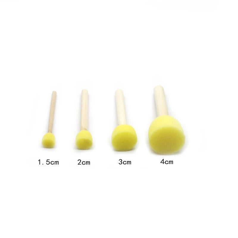 4-Pack Sponge Paint Brushes with Wooden Handles for Arts & Crafts