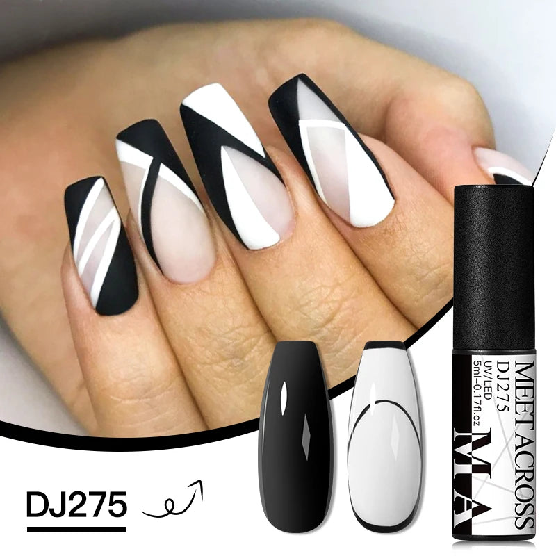 5ml Nail Art Gel Polish with Ultra-Fine Brush for French & Stripe Design
