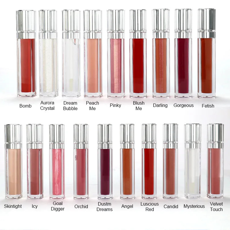 Customized Vegan Lip Gloss Wholesale Moisturizing Clear Makeup Liquid Lipstick with Glitter