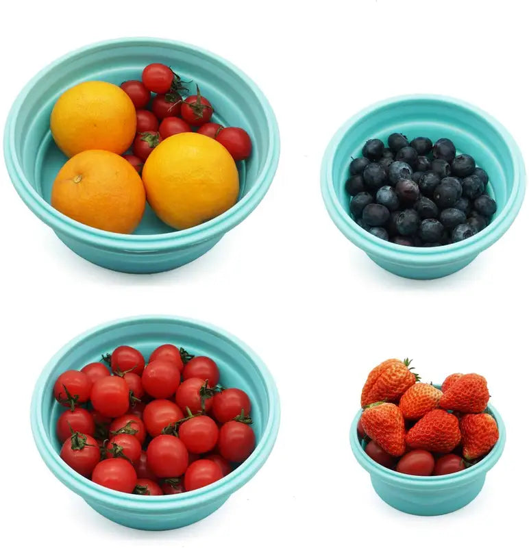 Silicone Folding Lunch Box Set with Lid - Portable Food Container & Salad Bowl