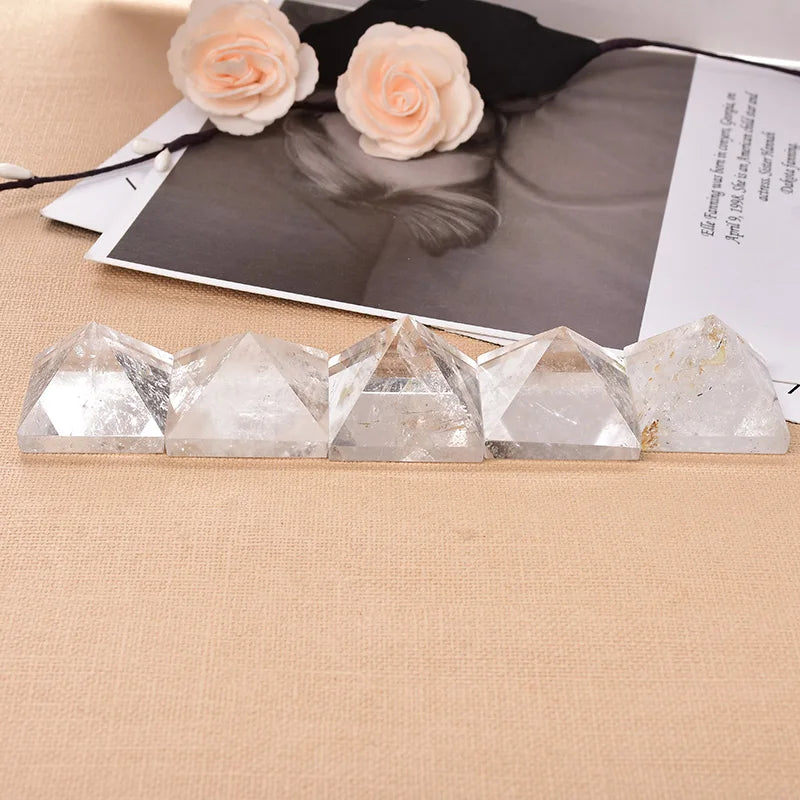 Natural Clear Quartz Pyramid Crystal for Healing Chakra Meditation Home Decor