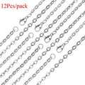 12PCS Stainless Steel Cable Chain Necklace Links Bulk for Jewelry Making 18-30 Inches